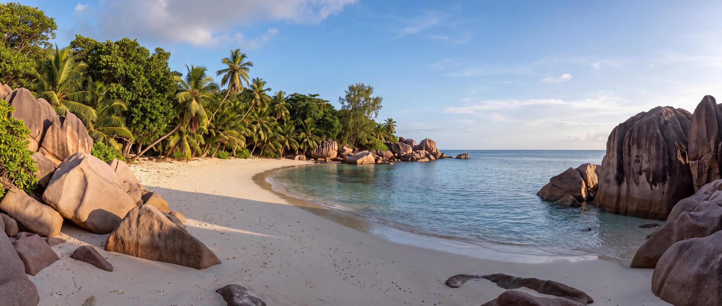 Wide view of Anse Lazio, Praslin, Seychelles.