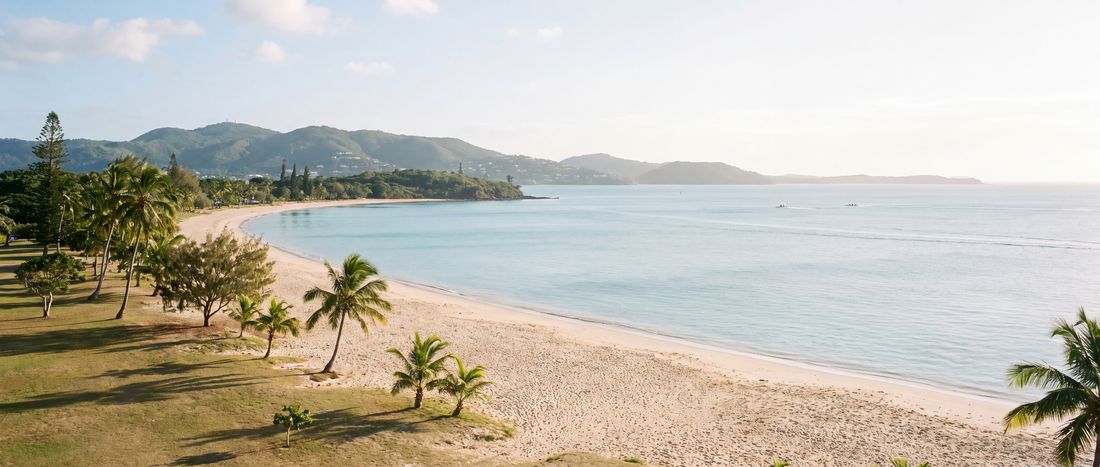 Wide view of Anse Vata Beach, Noumea.