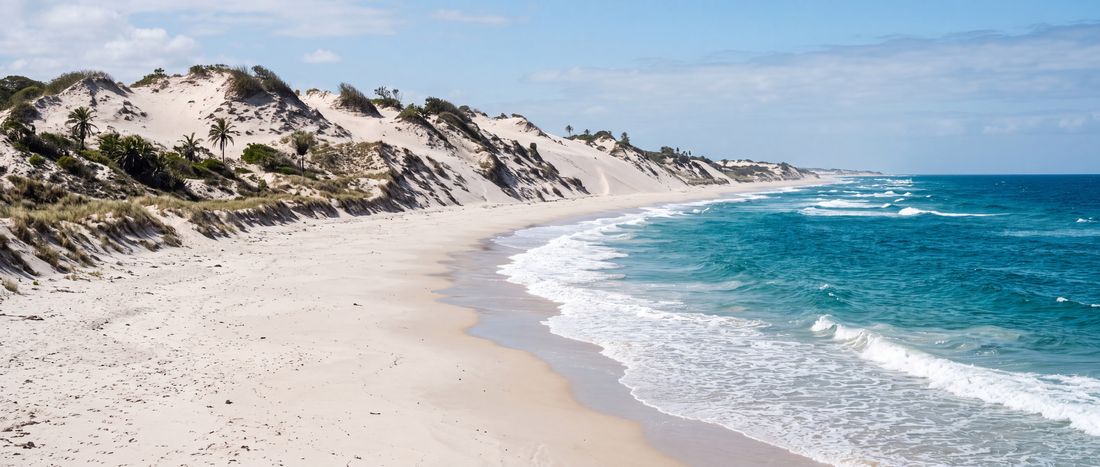 Wide view of Bazaruto Island Beach, Inhambane Province.