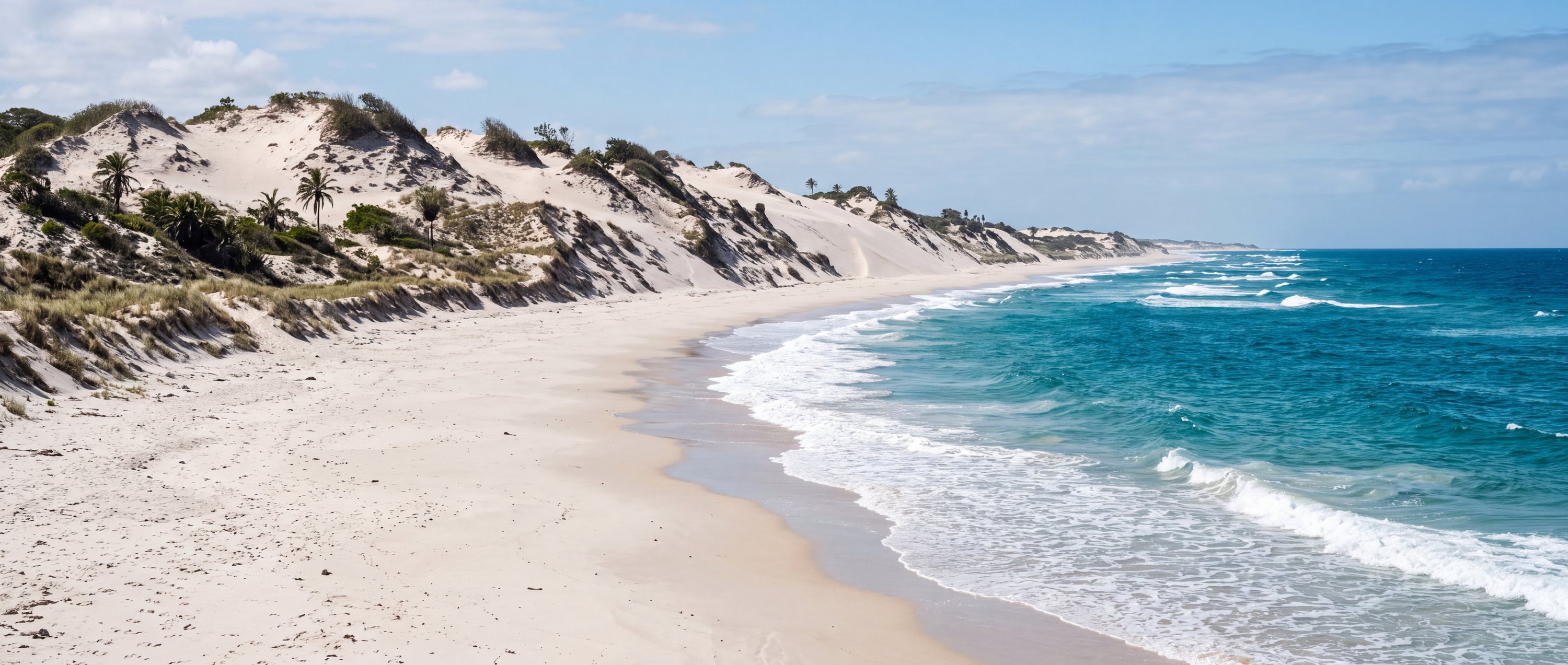 Wide view of Bazaruto Island Beach, Inhambane Province.