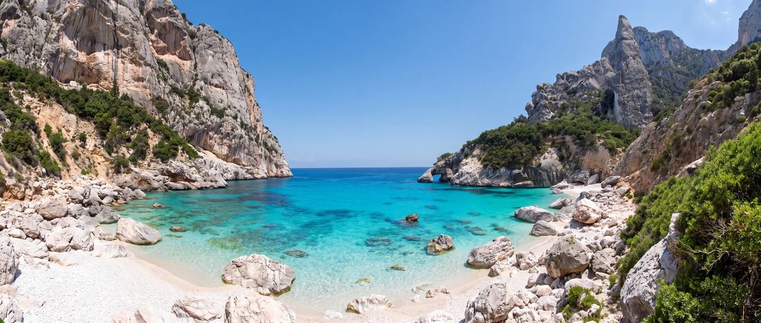 Wide view of Cala Goloritze, Sardinia, Italy.