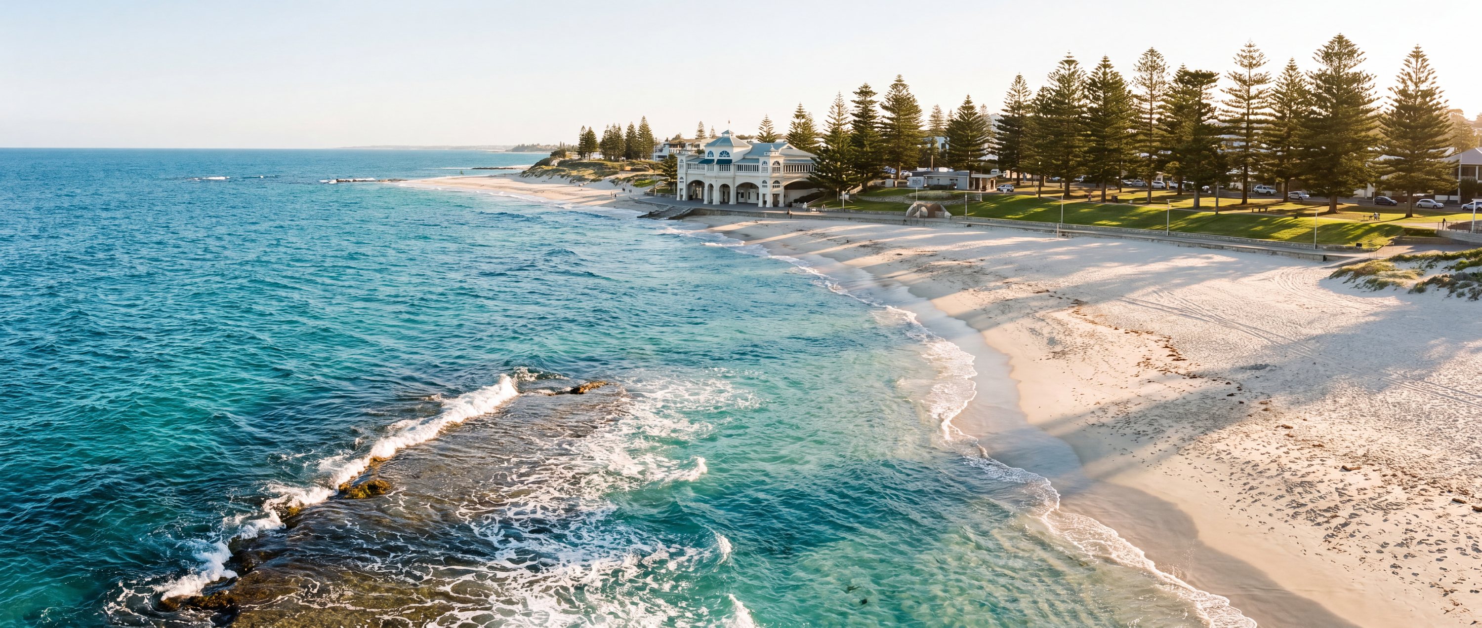 Wide view of Cottesloe Beach, Perth, Western Australia.