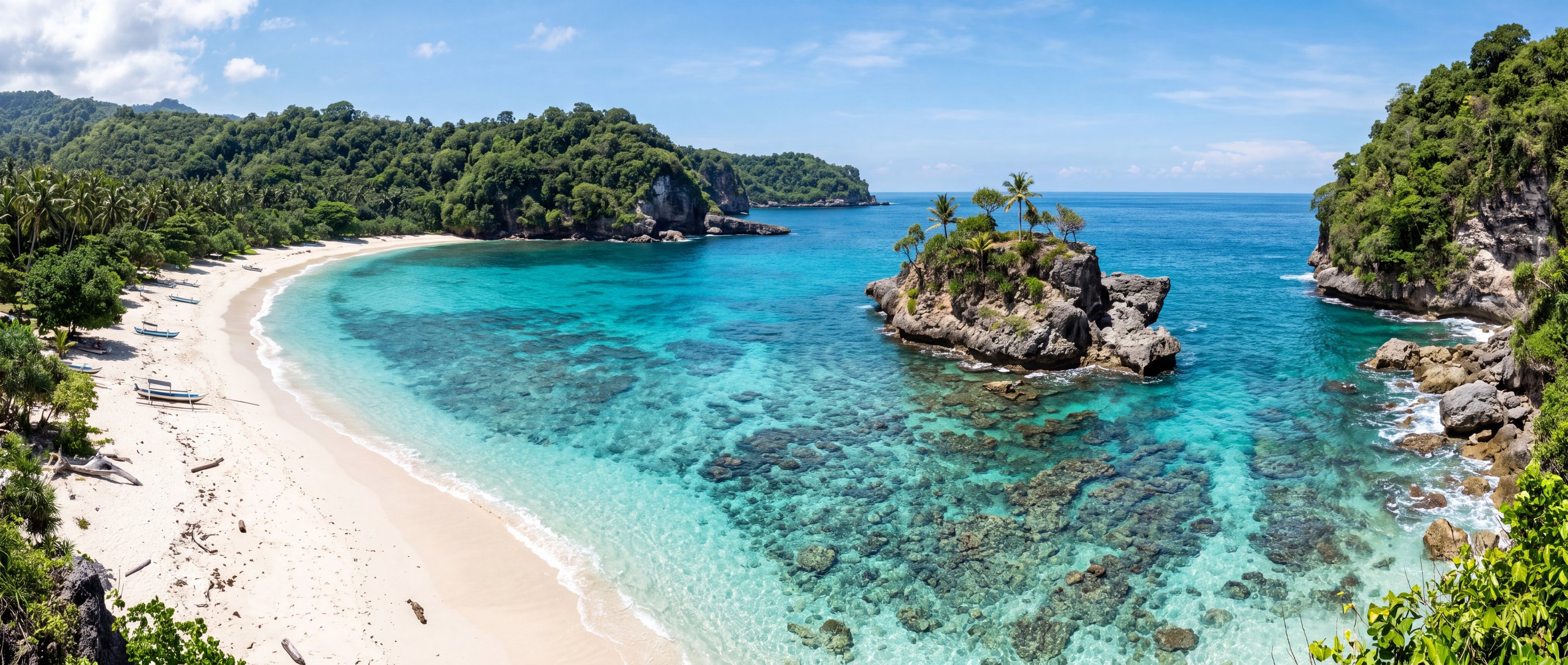 Wide view of Crystal Bay, Bali.