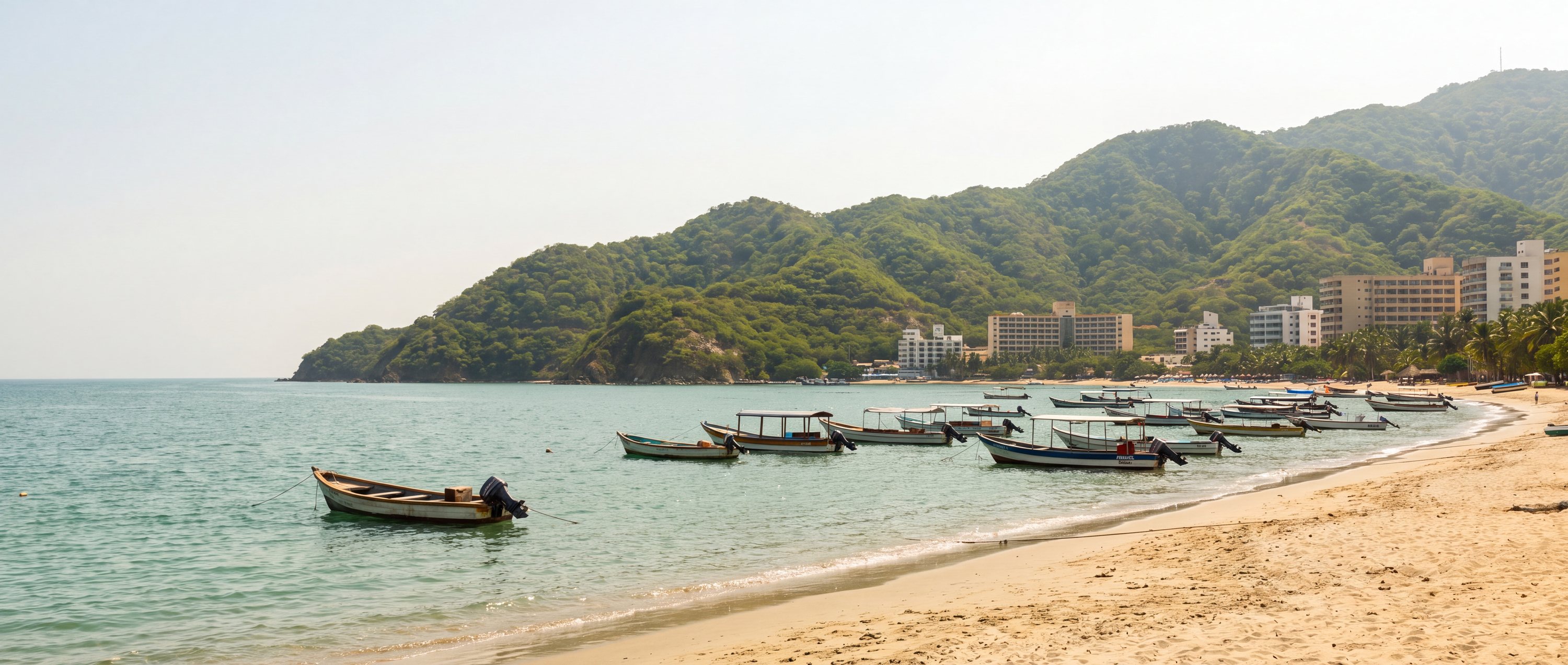 Wide view of El Rodadero, Santa Marta, Magdalena.