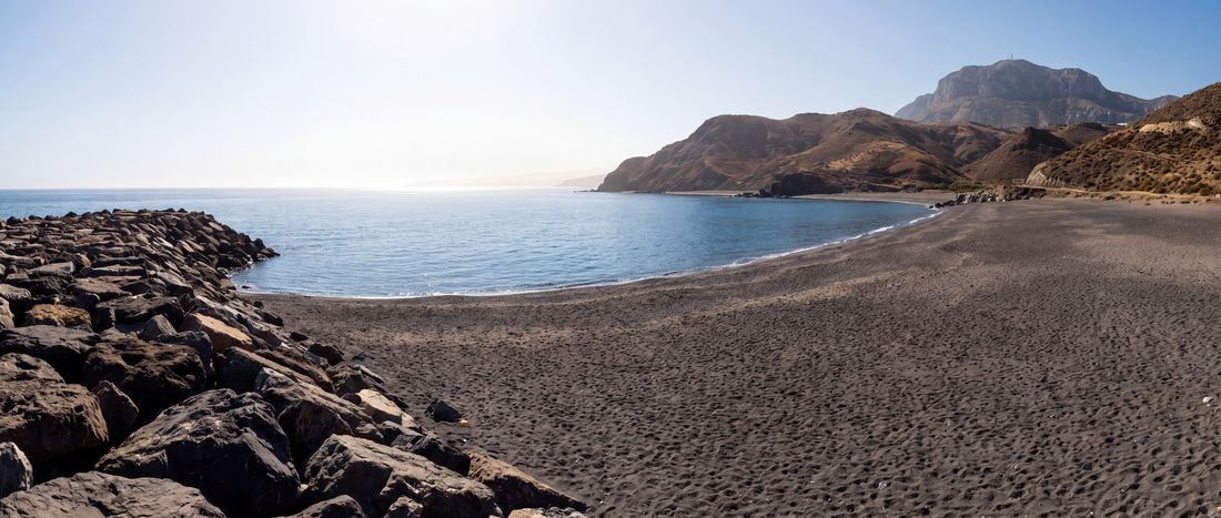 Wide view of Playa del Tarajal, Ceuta.
