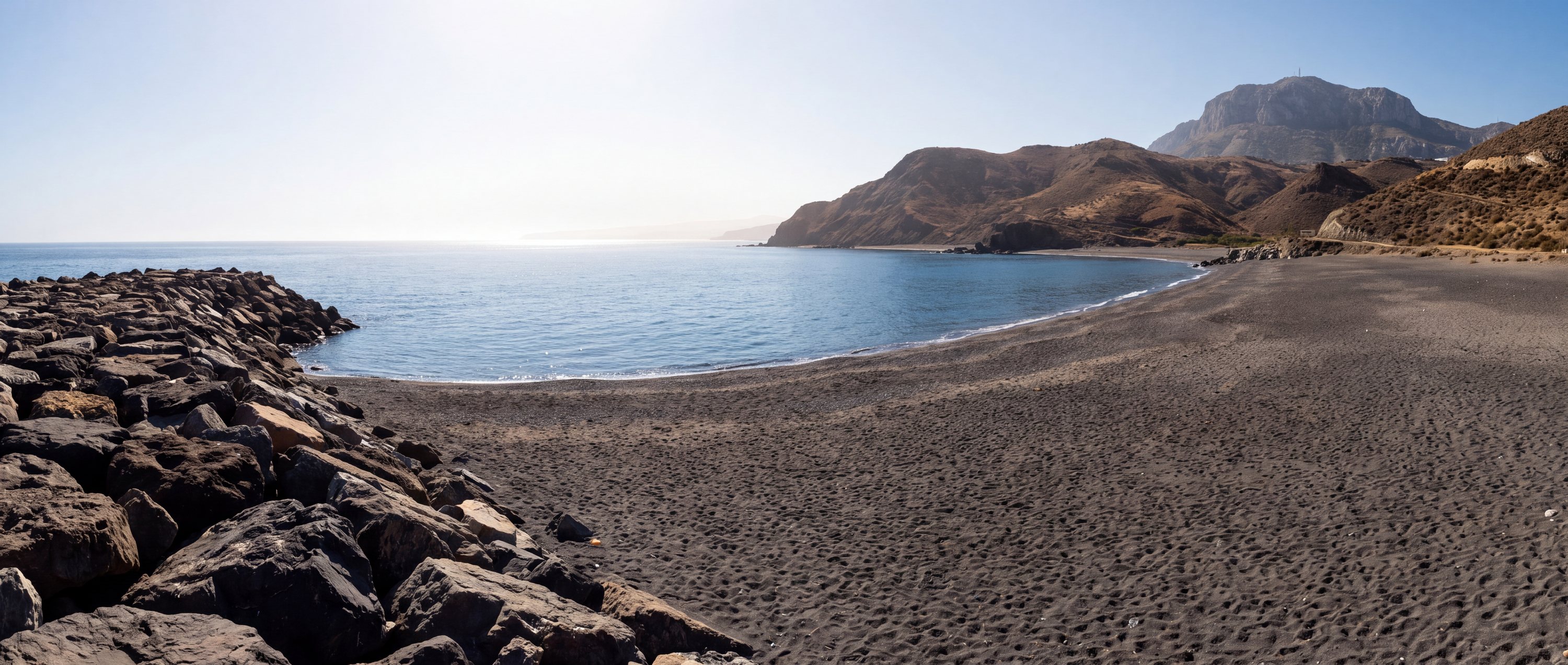 Wide view of Playa del Tarajal, Ceuta.