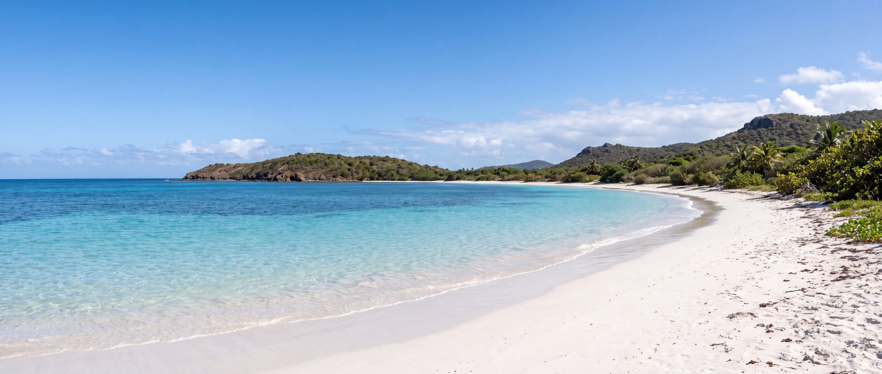 Wide view of Flamenco Beach, Culebra, Puerto Rico.