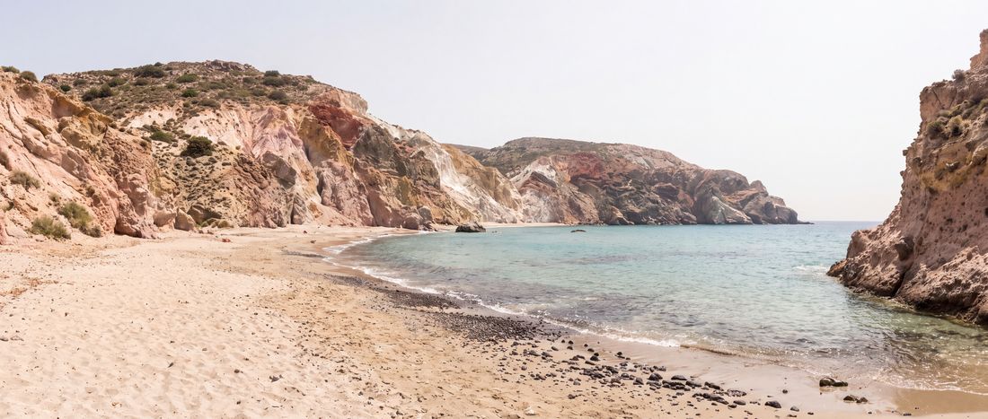 Wide view of Fyriplaka Beach, Milos.