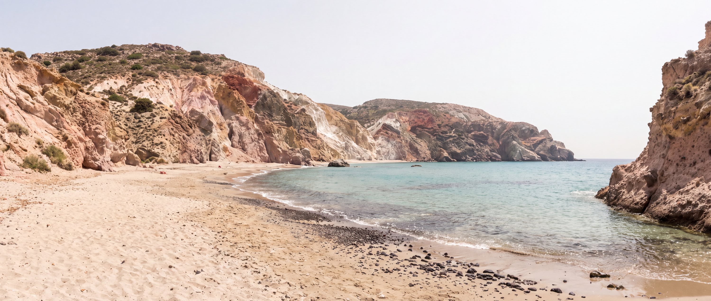 Wide view of Fyriplaka Beach, Milos.