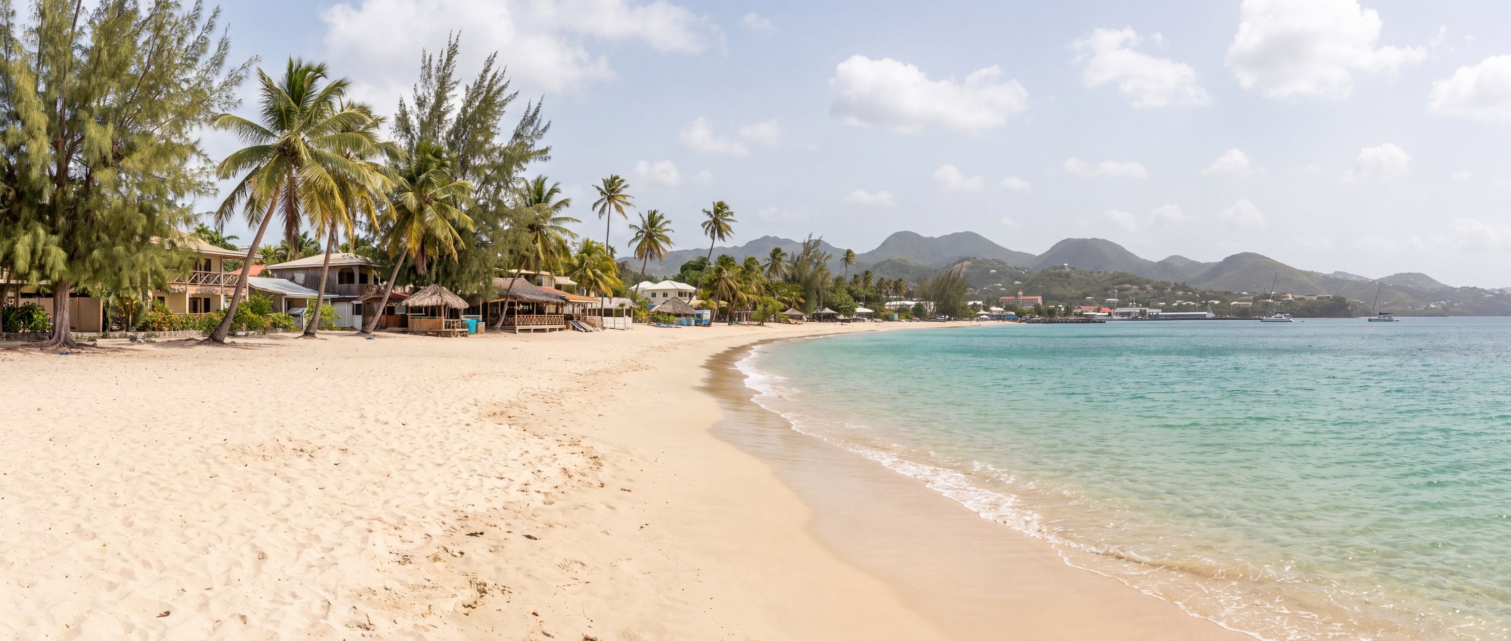 Wide view of Grand Anse Beach, St. George's.