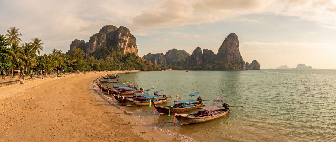 Wide view of Ao Nang Beach, Krabi.