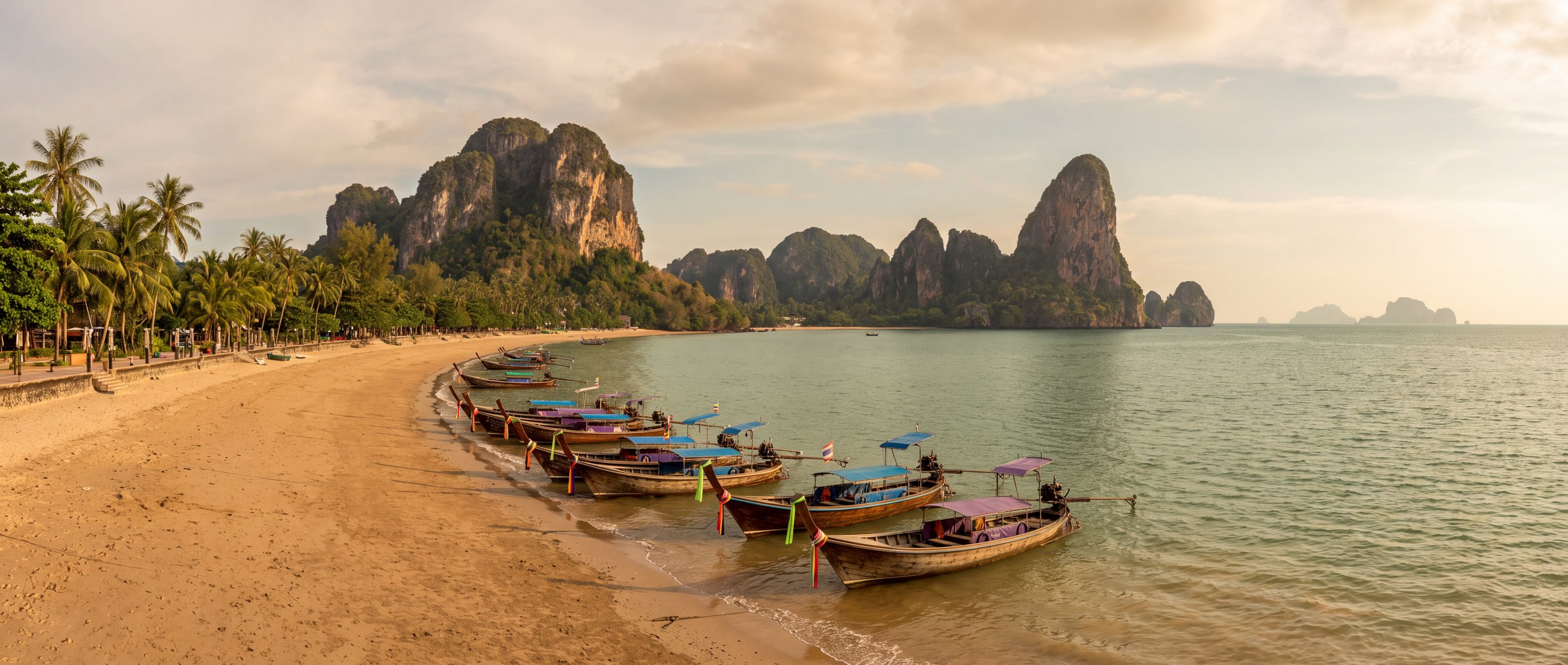 Wide view of Ao Nang Beach, Krabi.