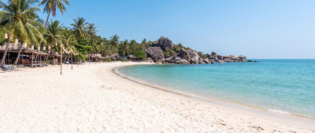 Wide view of Haad Rin (Sunrise Beach), Koh Phangan, Surat Thani.