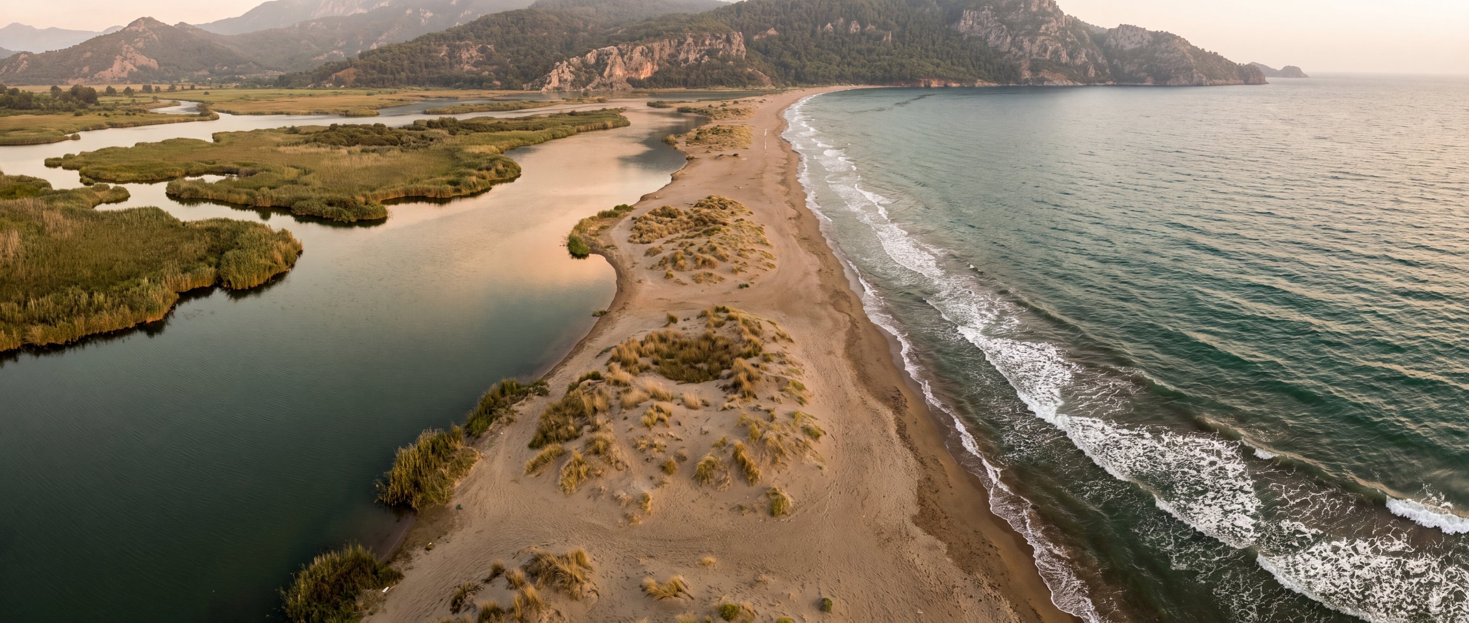 Wide view of İztuzu Beach, Muğla.