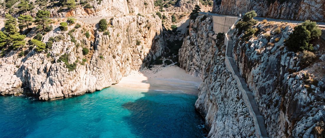 Wide view of Kaputaş Beach, Antalya.