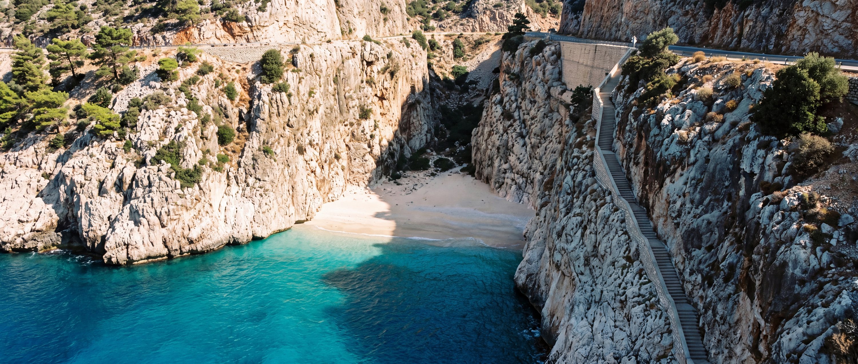 Wide view of Kaputaş Beach, Antalya.