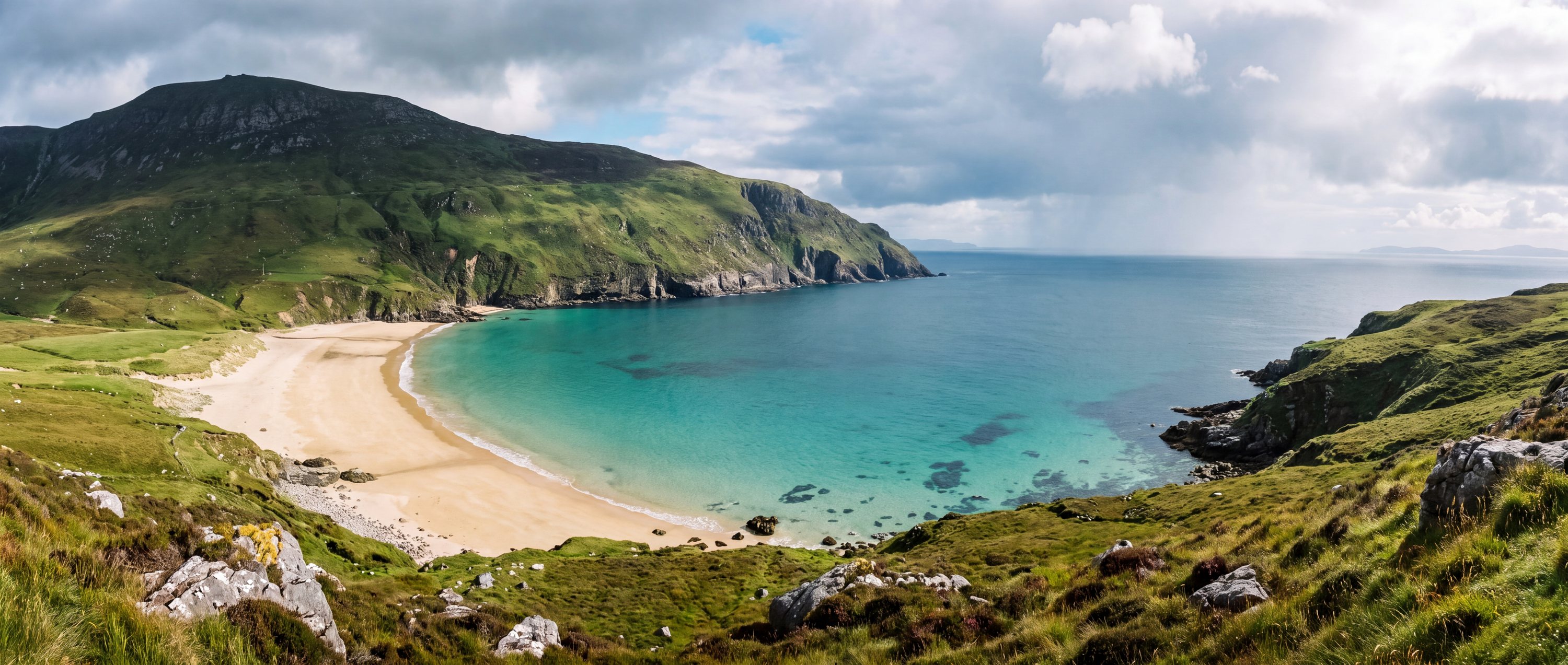 Wide view of Keem Bay, Achill Island.