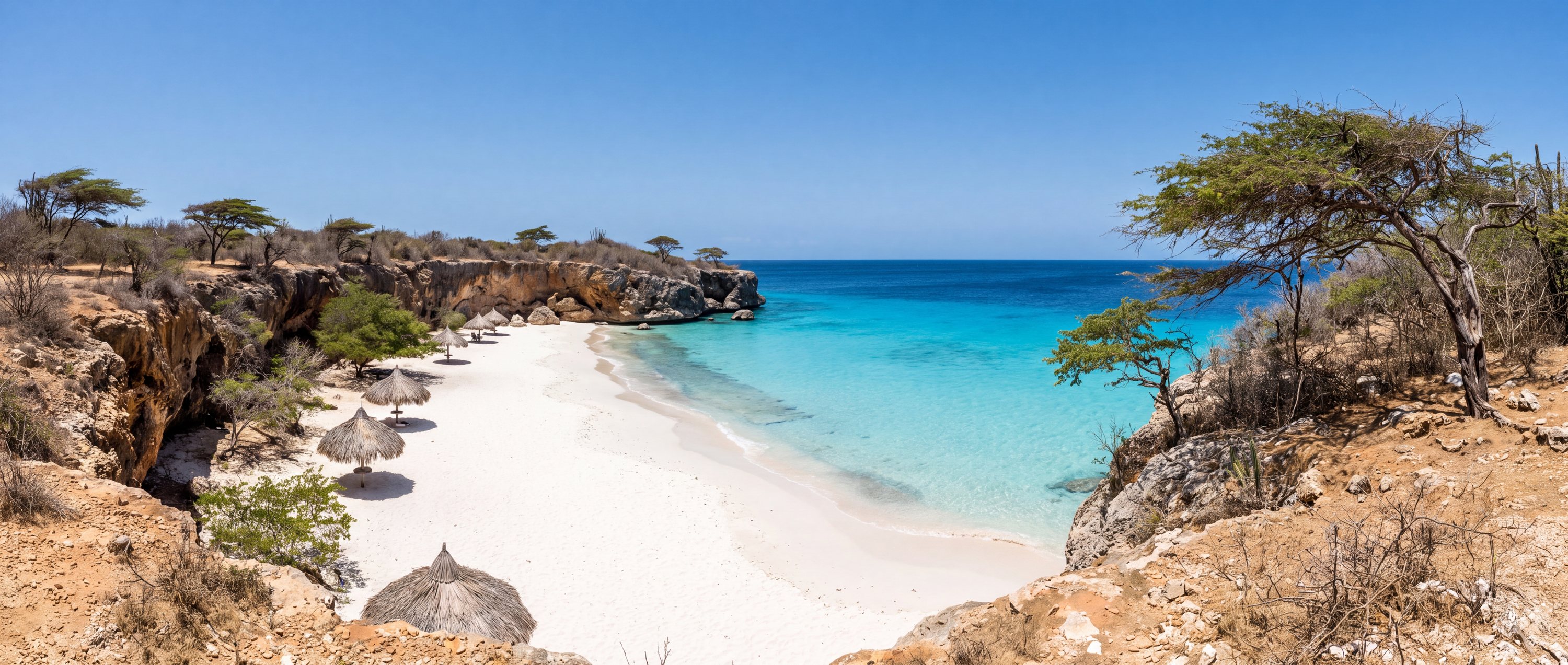 Wide view of Kenepa Beach, Curaçao.