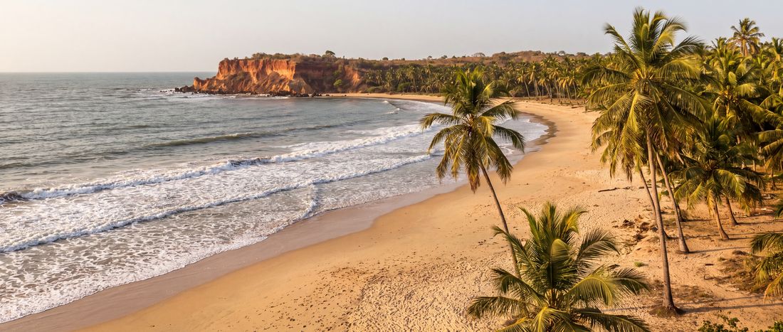 Wide view of Labadi Beach, Greater Accra Region.