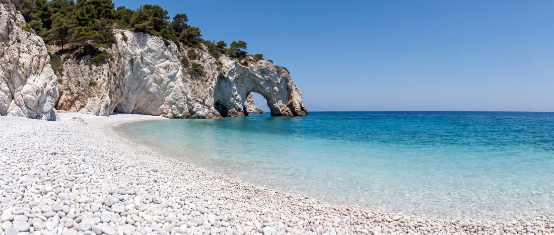 Wide view of Lalaria Beach, Skiathos.