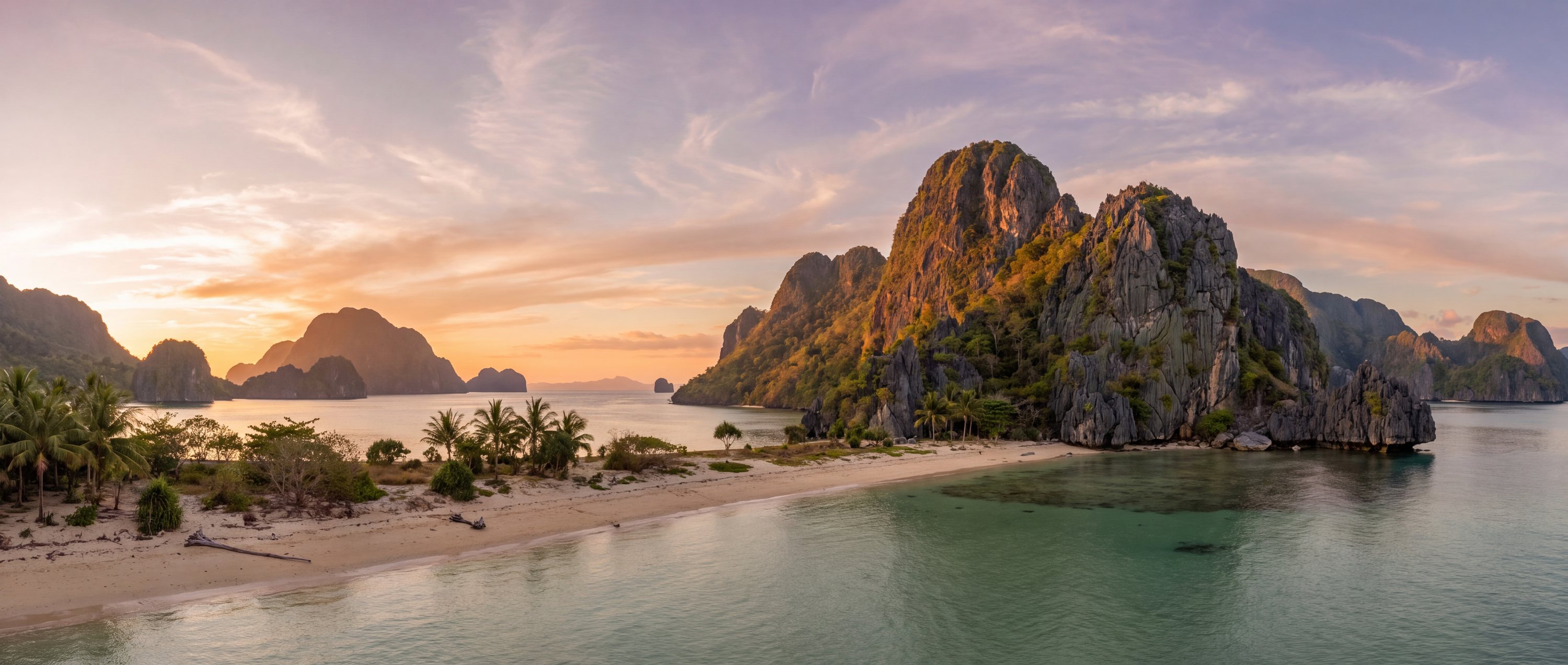 Wide view of Las Cabañas Beach, Mimaropa.
