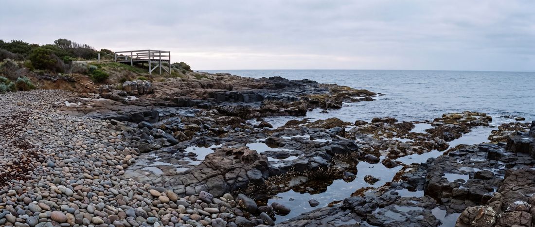 Wide view of Lillico Beach, Devonport, Tasmania.