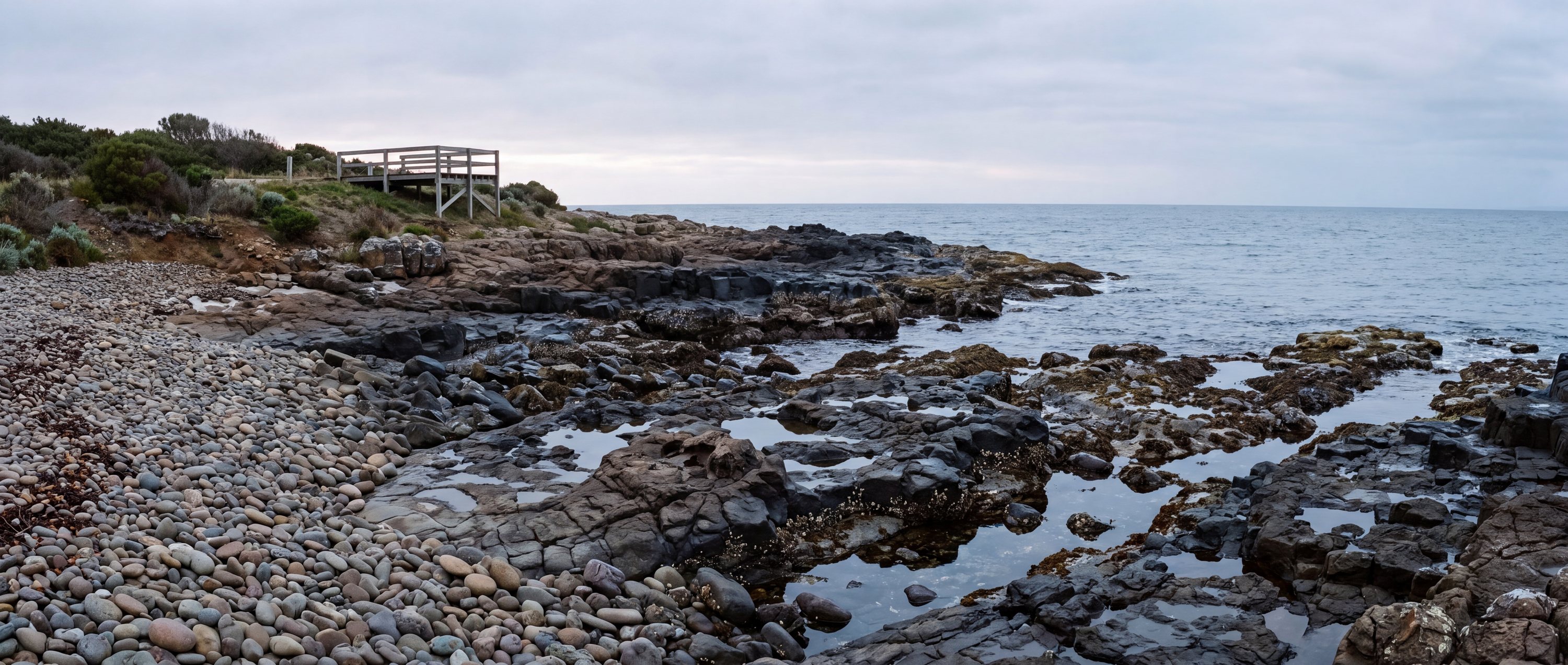 Wide view of Lillico Beach, Devonport, Tasmania.