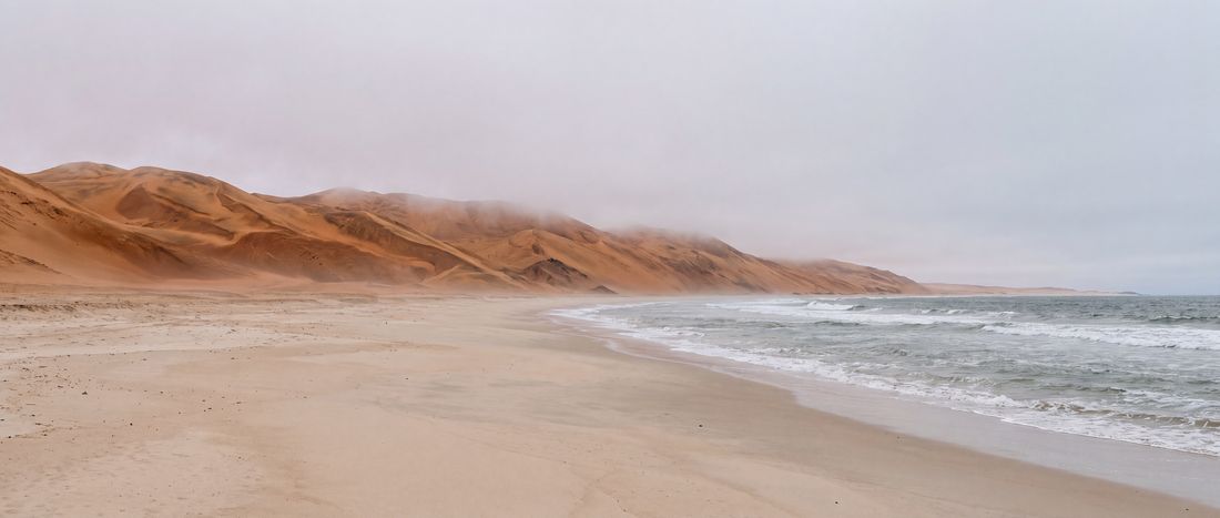 Wide view of Long Beach, near Swakopmund, Erongo Region.