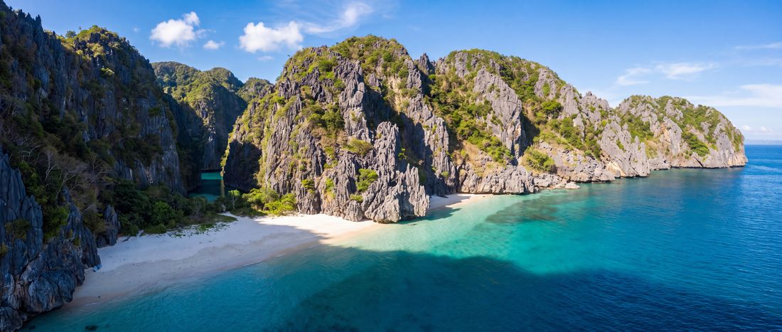 Wide view of Matukad Island Beach, Bicol Region.
