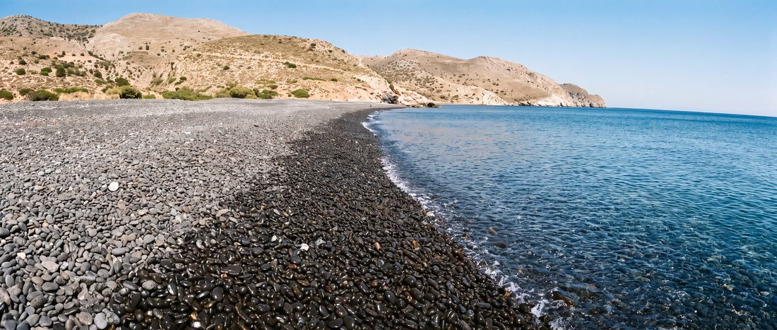 Wide view of Mavra Volia, Emborios, Chios.