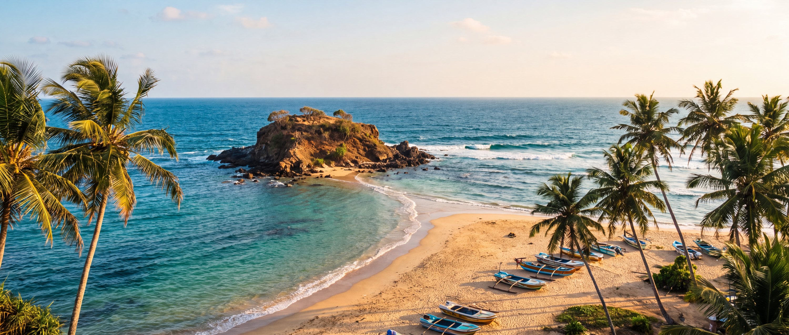 Wide view of Mirissa Beach, Southern Province.