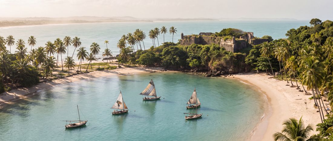 Wide view of Morro de São Paulo, Bahia.