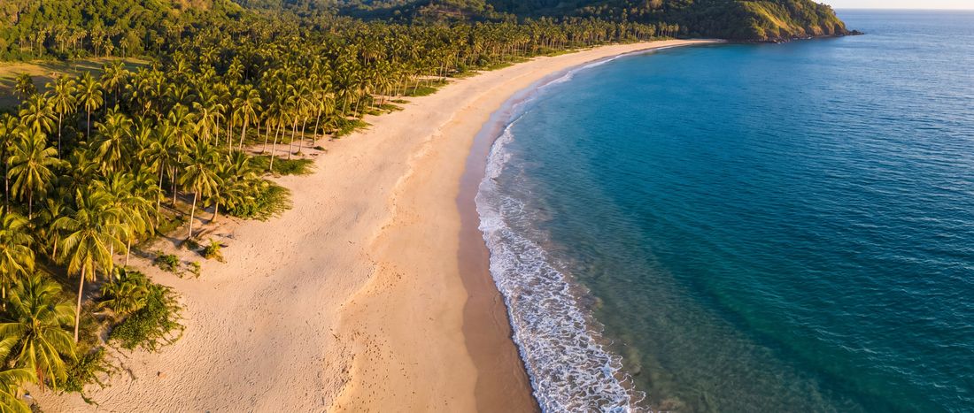 Wide view of Nacpan Beach, El Nido, Palawan.