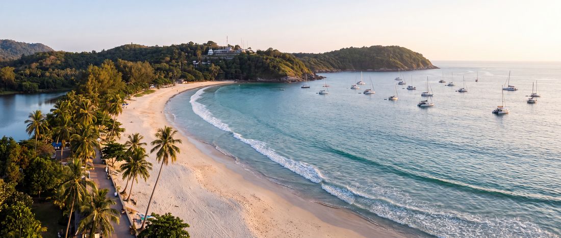 Wide view of Nai Harn Beach, Phuket.