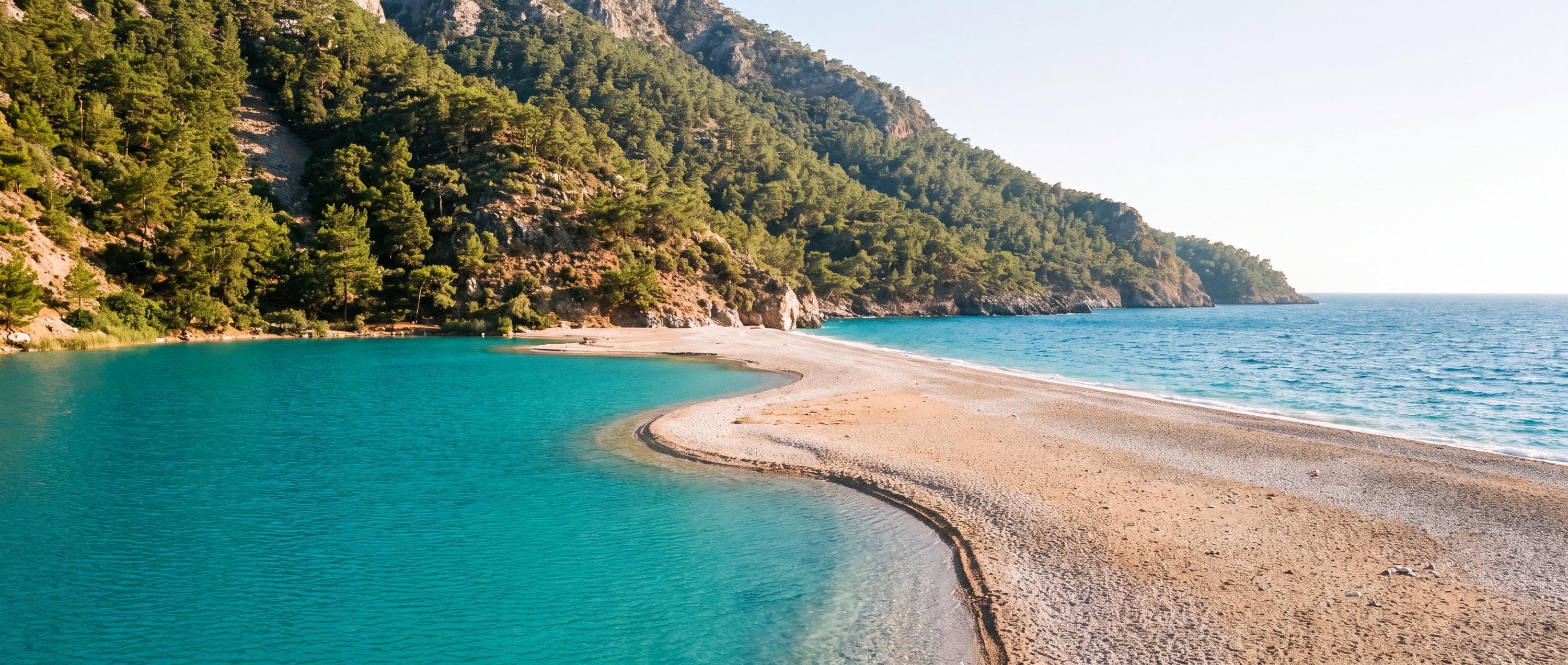Wide view of Ölüdeniz Beach, Fethiye, Muğla.