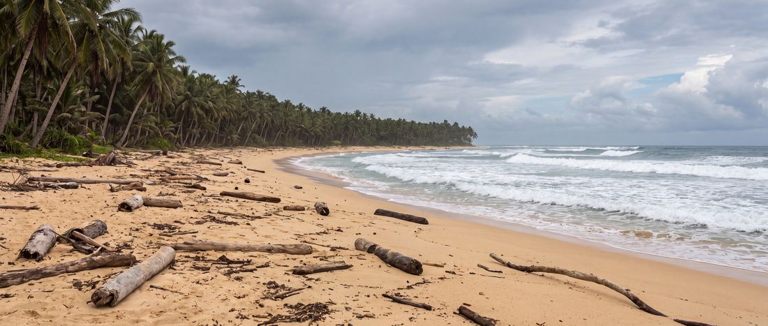 Wide view of Pacifico Beach, Caraga.