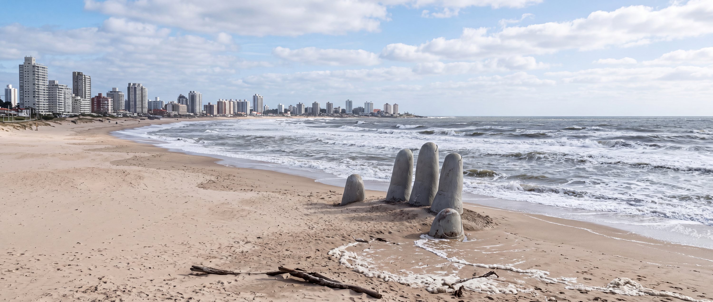 Wide view of Playa Brava, Punta del Este, Maldonado.