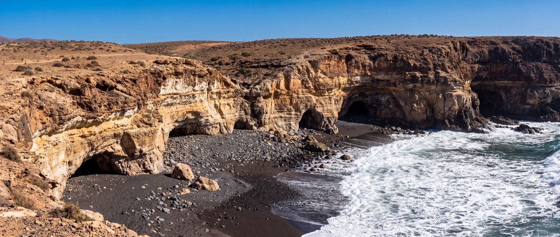 Wide view of Playa de Ajuy, Pajara, Fuerteventura.