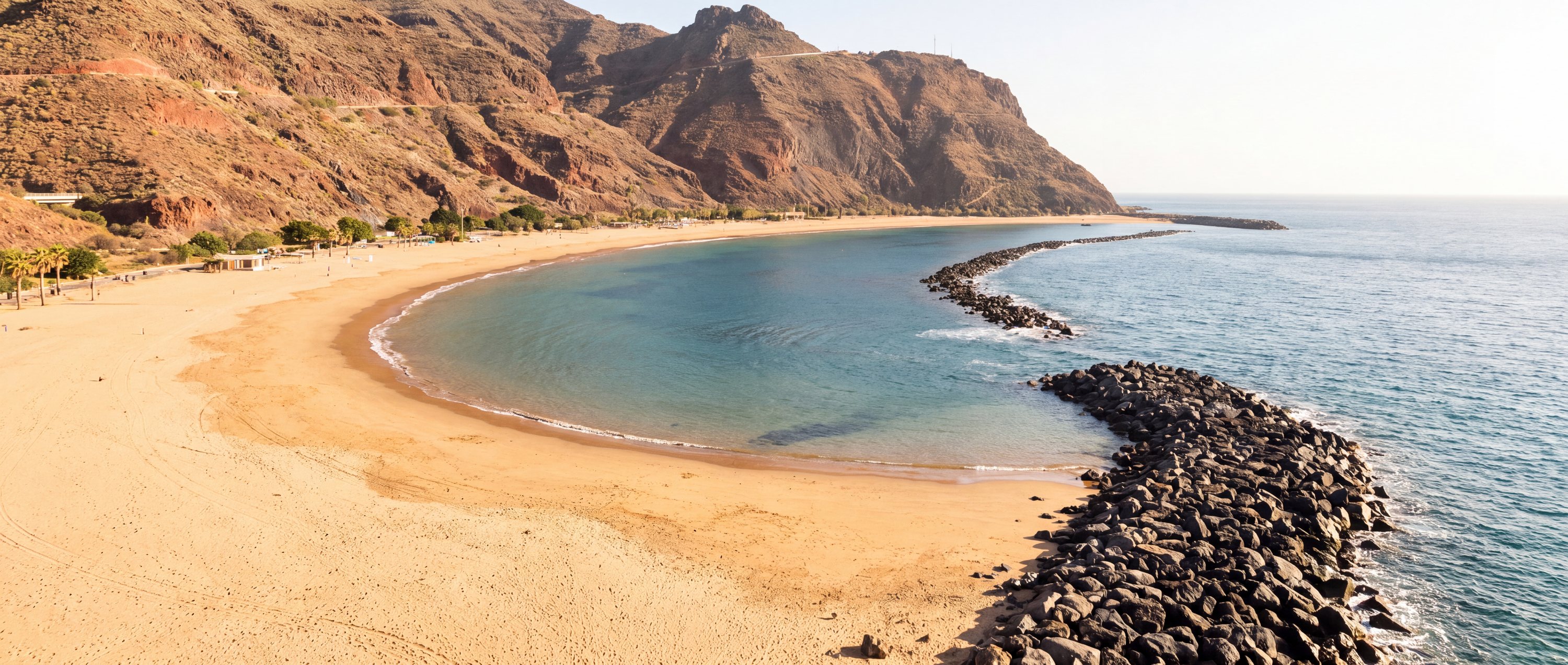 Wide view of Playa de las Teresitas, Santa Cruz de Tenerife, Canary Islands.