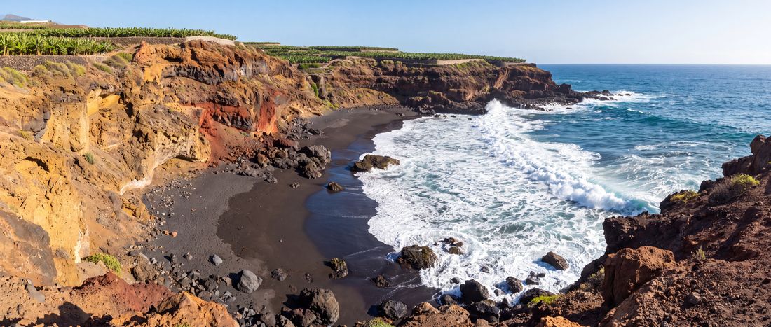 Wide view of Playa el Bollullo, La Orotava, Tenerife.