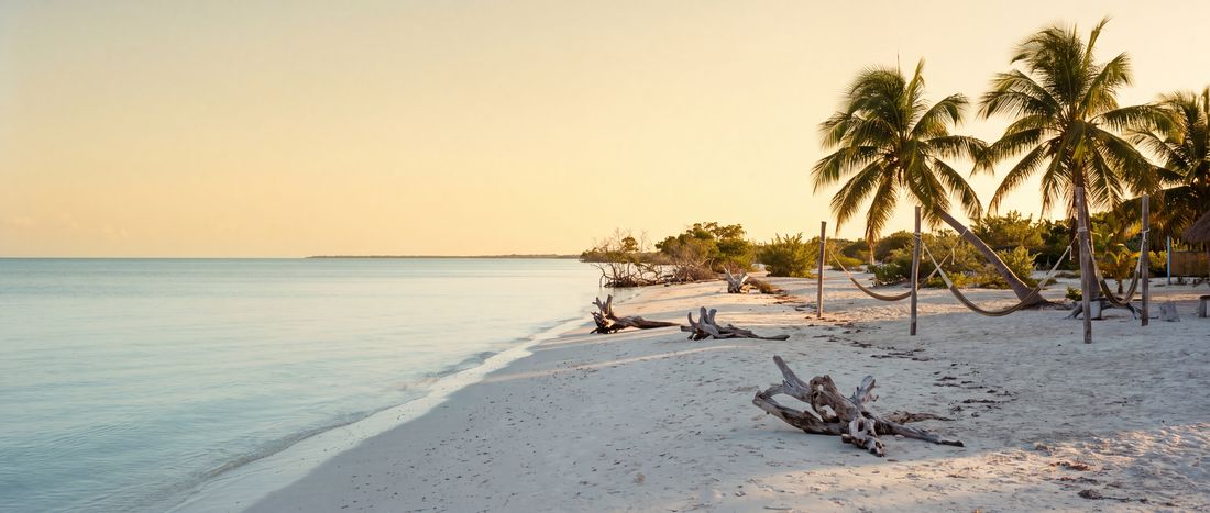 Wide view of Playa Holbox, Quintana Roo.