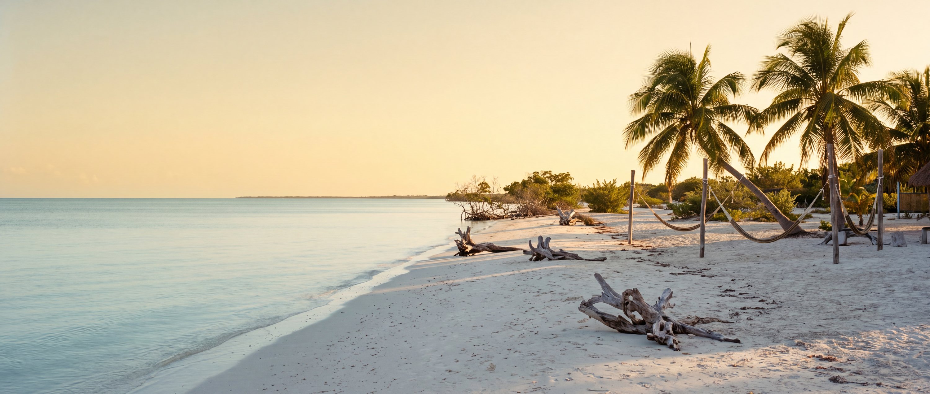 Wide view of Playa Holbox, Quintana Roo.