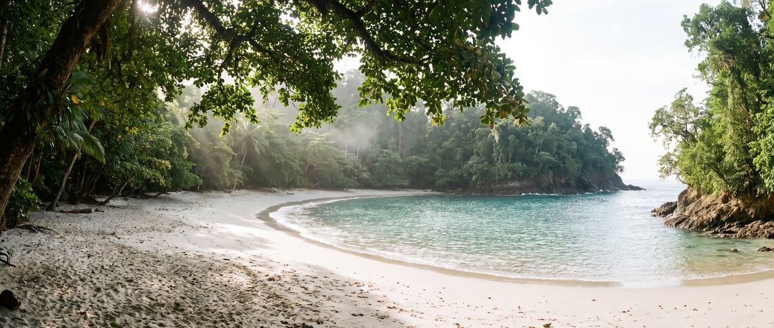 Wide view of Manuel Antonio Beach, Manuel Antonio.