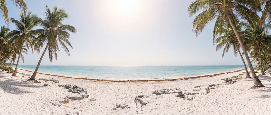 Wide view of Playa Paraíso, Tulum.