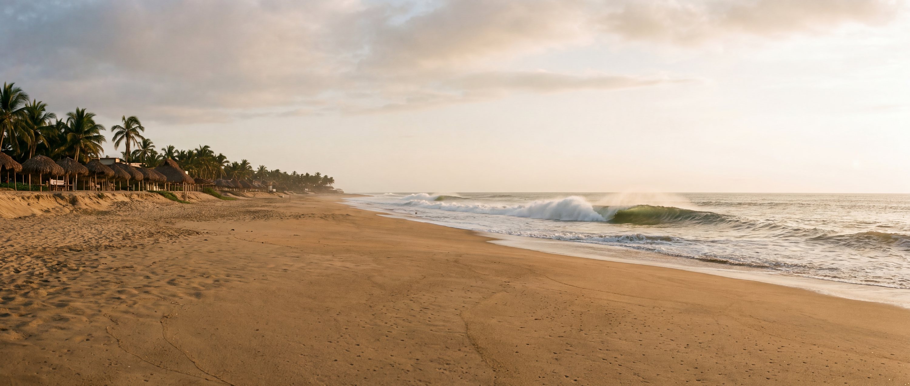 Wide view of Playa Zicatela, Puerto Escondido.