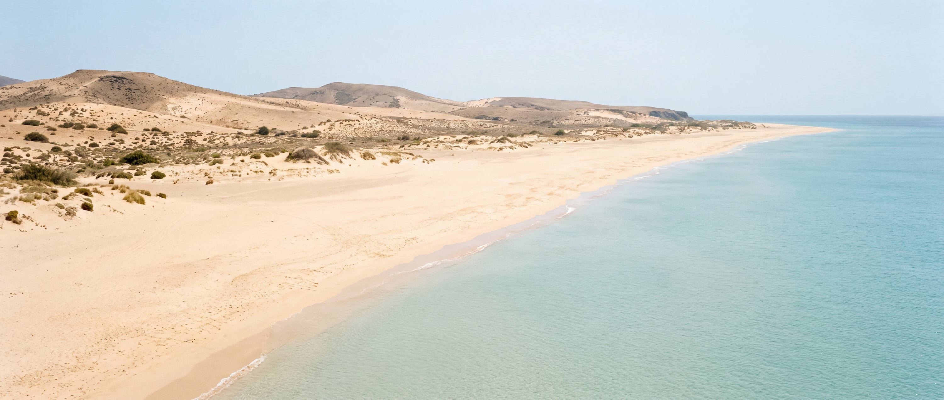 Wide view of Porto Santo beach (Praia da Fontinha), Madeira.
