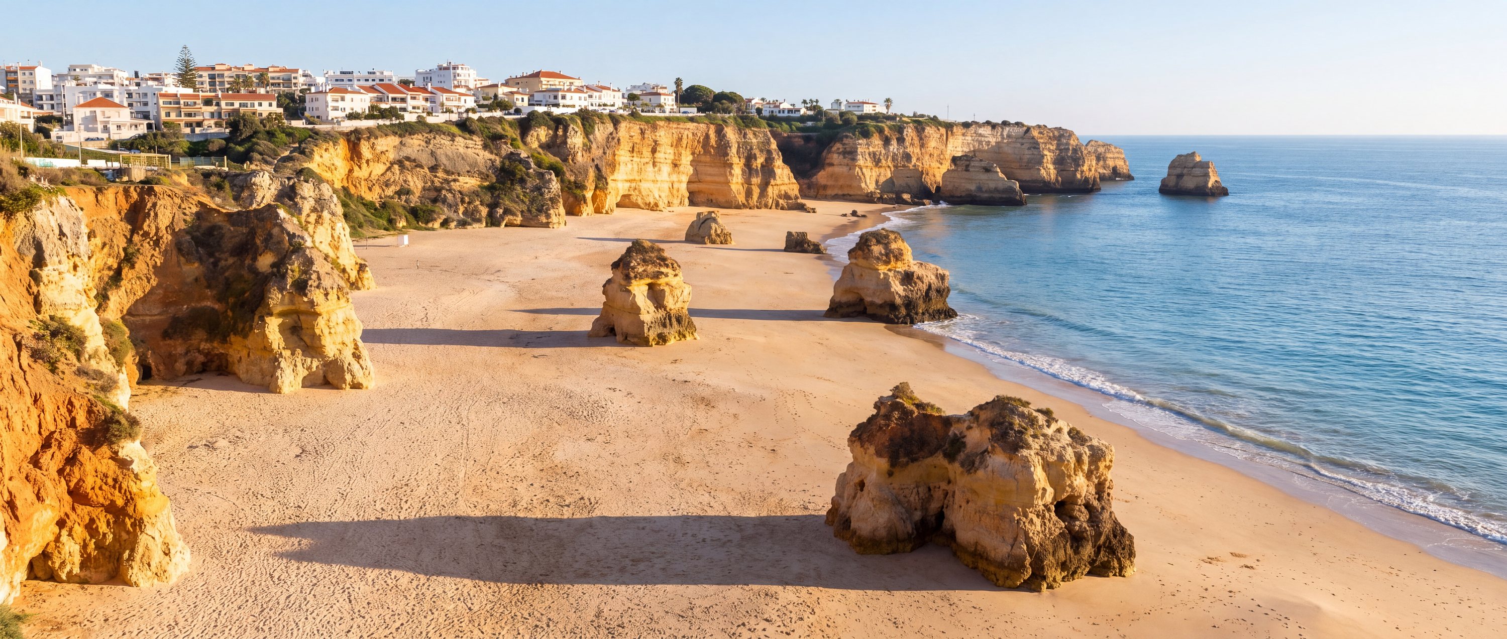 Wide view of Praia da Rocha, Portimao, Algarve.