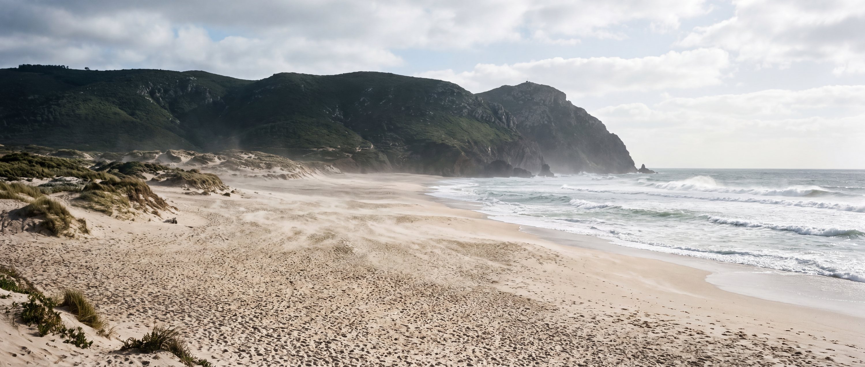 Wide view of Praia do Guincho, Cascais, Portugal.