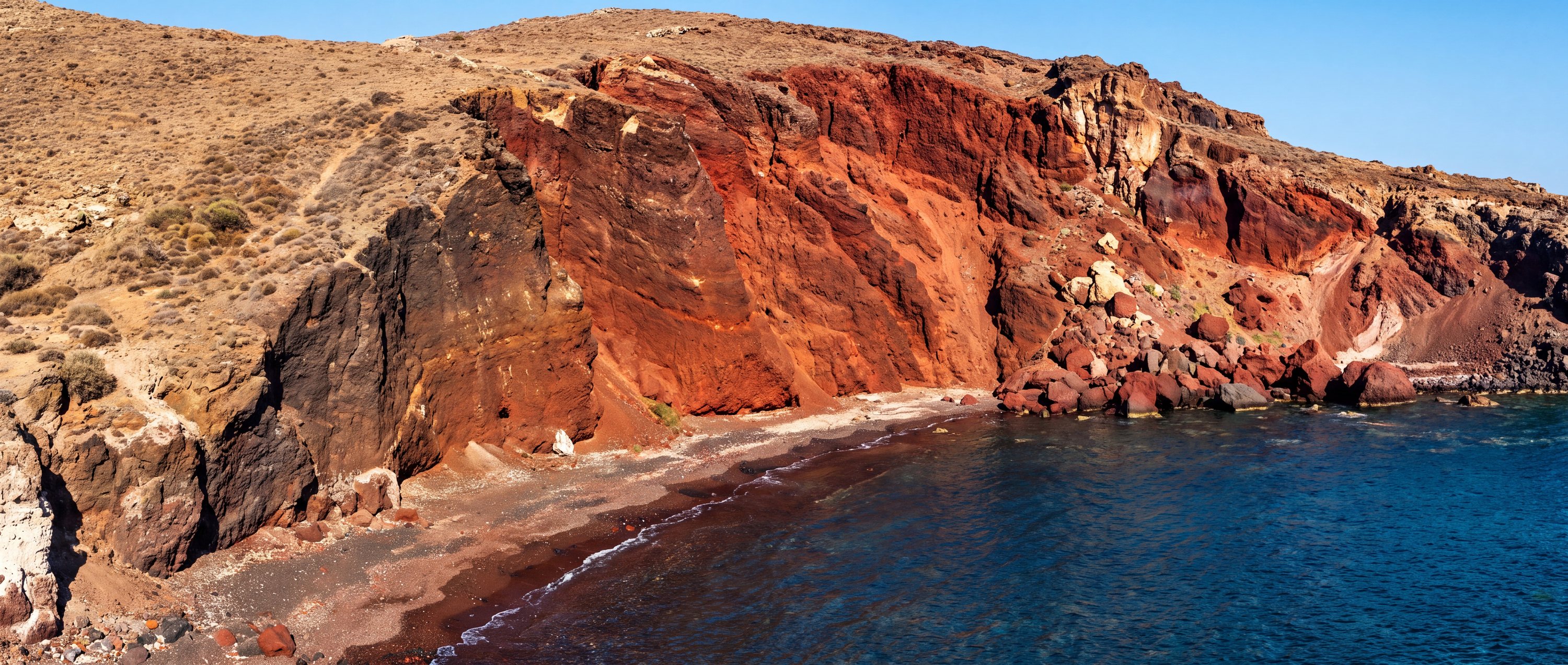 Wide view of Red Beach, Akrotiri, Santorini.