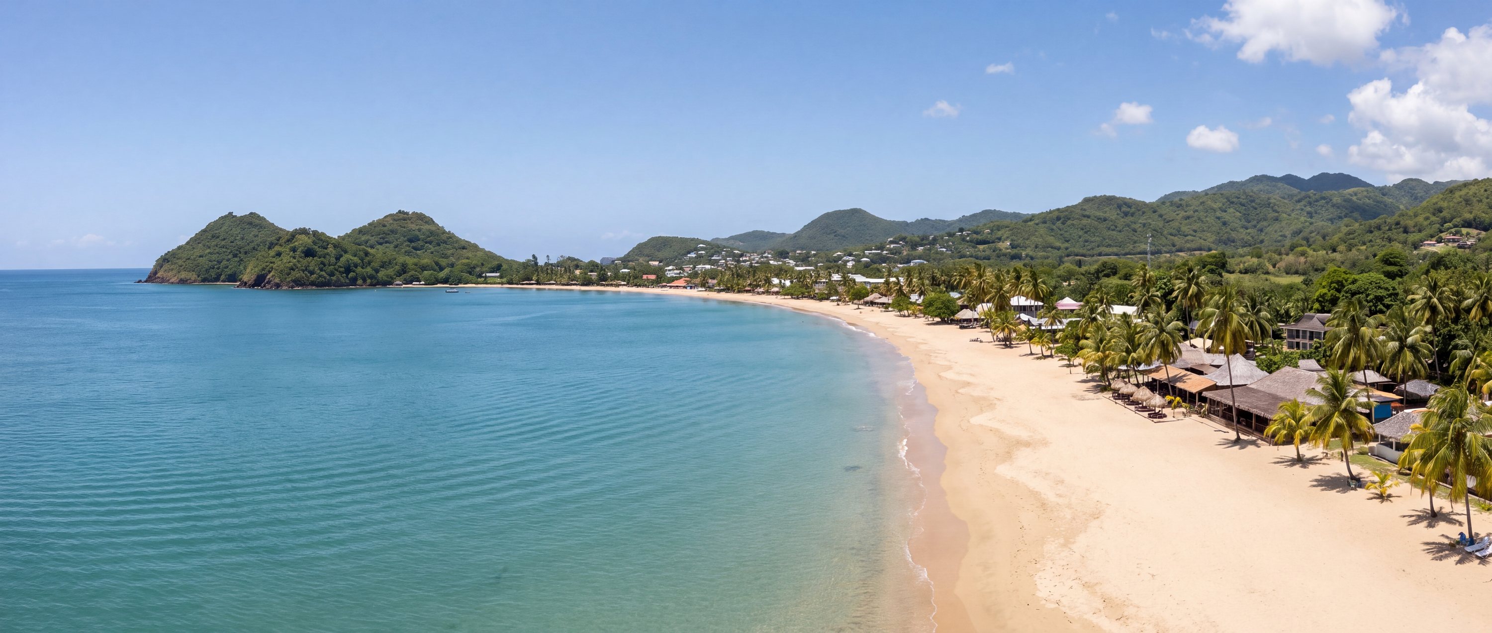 Wide view of Réduit Beach, Rodney Bay, Gros Islet.